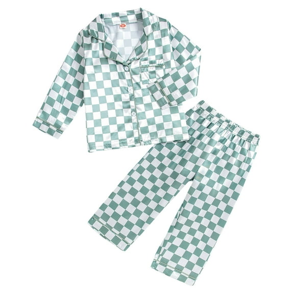 Hessimy Boys and Boys Soft Pajamas Cotton Toddler Long Sleeve Kid Sleepwear Sets Long Sleeve cute pajama sets for Toddler Girl Boy(Mint Green,18-24 Months)