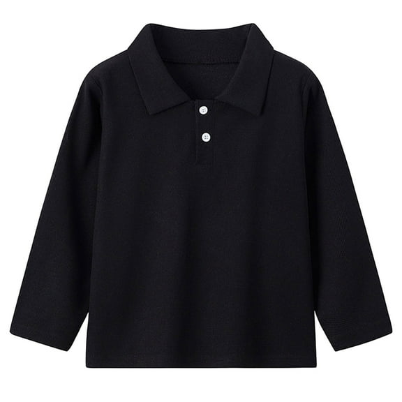 Hessimy Boys' Button Down Dress Shirts Kids Long Sleeve Solid Collared Uniform Shirt for Toddler Boy cotton long sleeve shirt boys(Black,7-8 Years)