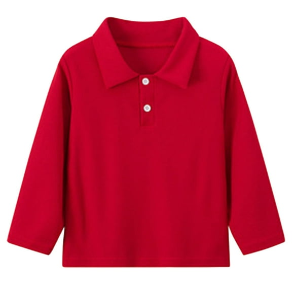 Hessimy Boys' Button Down Dress Shirts Kids Long Sleeve Solid Collared Uniform Shirt for Toddler Boy cotton long sleeve shirt boys(Red,8-9 Years)