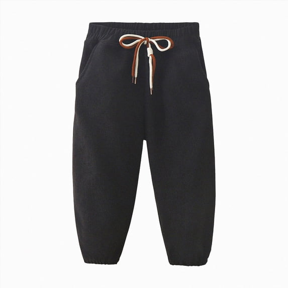 Hessimy Boys Cargo Joggers Pants Elastic Waist Casual Drawstring School Outdoor Twill Baggy Pants 6-12 Months 12-24 Months 2T 3T 4T 5T 6T 7T 8T 9T Children(Black,7-9 Years)