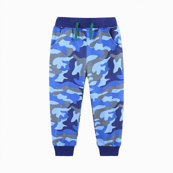Hessimy Boys Cargo Sweatpants - Cotton Blend Joggers with Pockets Elastic Waistband Athletic Pants(Blue,7-8 Years)
