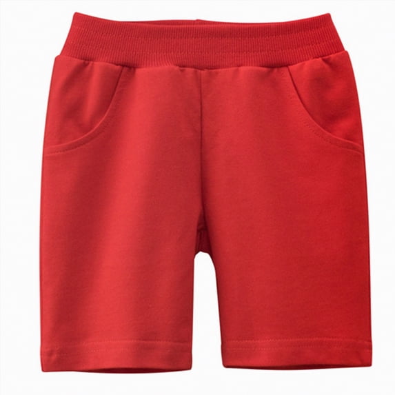 Hessimy Boys Cotton Athletic Shorts Casual Summer Clothes with Pockets(Red,8-9 Years)