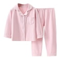 thumbnail image 1 of Hessimy Boys Cotton Long Sleeve Pajamas Toddler Kids Sleepwear Clothes Long sleeve Sets Toddler Girl Boy pajama sets shorts(Light Pink,3-4 Years), 1 of 3