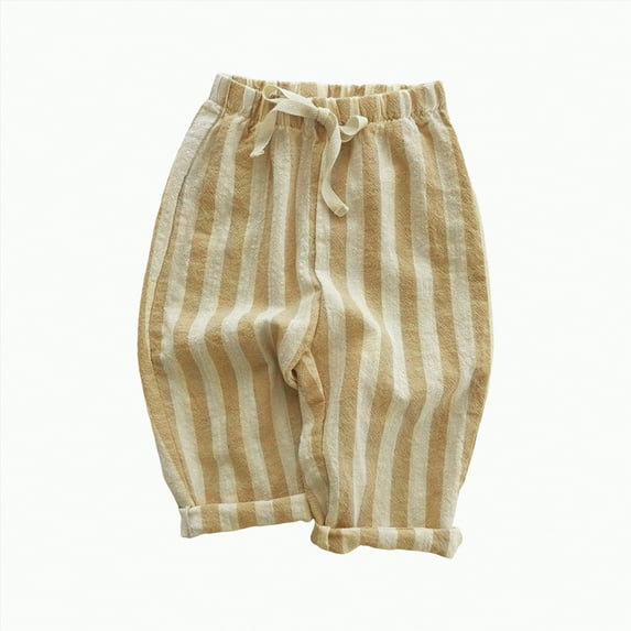 Hessimy Boys Denim Cargo Pants Kids Elastic Waist Stretch Cargo Jeans With Pockets (Yellow,18-24 Months)