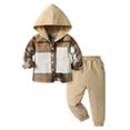 thumbnail image 1 of Hessimy Boys Flannel Shirts Toddler Boy Clothing Set Toddler Boys Clothes Plaid Panel Long-sleeve Hooded Shirt + Sweatpants Fall Winter Outfits Set(Z3-White,18-24 Months), 1 of 9
