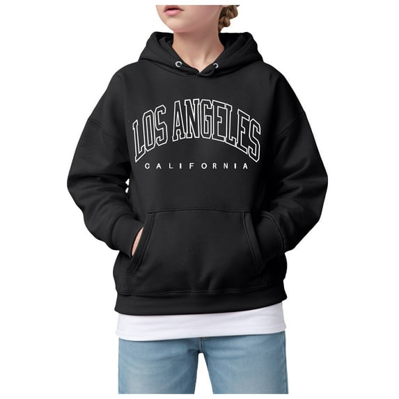 Hessimy Boys Fleece Full Zip Hooded Jacket Zip Up Hoodie Half Zip Pullover Essentials Hoodie Winter Long Sleeve Hoodies For Girls Unisex (Black,13-14 Years)