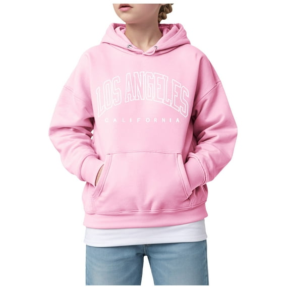 Hessimy Boys Fleece Full Zip Hooded Jacket Zip Up Hoodie Half Zip Pullover Essentials Hoodie Winter Long Sleeve Hoodies For Girls Unisex (Pink,13-14 Years)