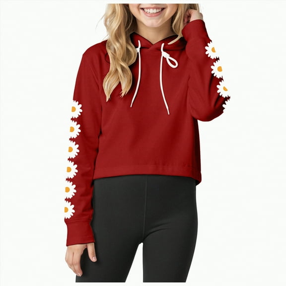 Hessimy Boys Fleece Hoodies Sweater Jacket Essentials Hoodie Unisex Essentials Hoodie crewneck kids graphic sport pullover Pattern printing (Red,5-6 Y)