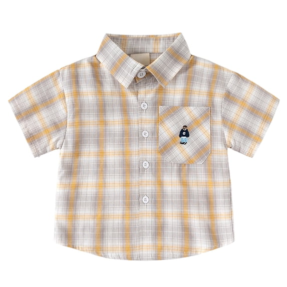Hessimy Boys Geometric Texture T-Shirts Kids Fashion Crewneck Short Sleeve Loose Tops Tees(Yellow,8-10 Years)