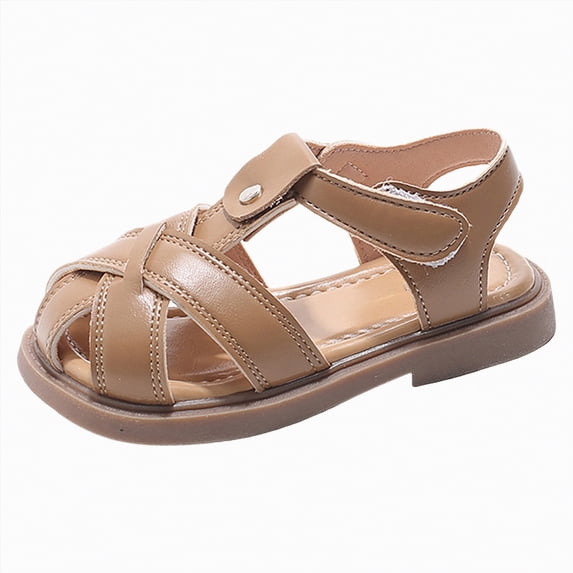 Hessimy Boys Girls Sandals with Adjustable Straps Open-Toe Summer Outdoor Sport Sandals for Toddler/Little/Big Kid,Lightweight Non-Slip(Khaki,11.5)