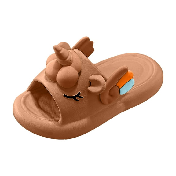 Hessimy Boys & Girls Slide Sandals Kids EVA Non-Slip Cloud Slippers Comfy Soft Lightweight Sandals for Bathroom Shower Summer Pool Beach Slides Slippers house slippers kids(Coffee,13)