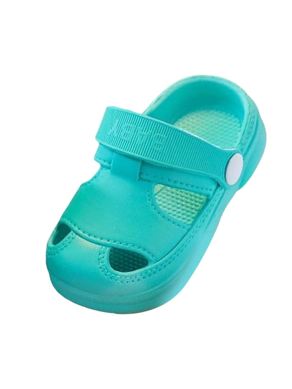 Kids Slides Teens Non-Slip Cushioned Thick Sole Slippers Open-Toe Sandals Solid Color Letter Prnted Home Beach Pool Shower Shoes orthopedic slippers kids(Mint Green,7)
