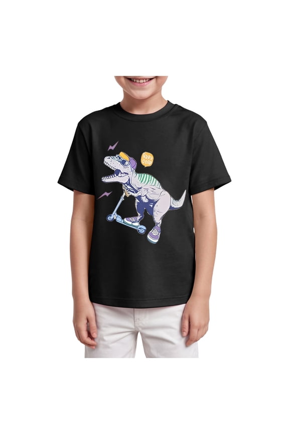 Boys' Graphic Tees Short Sleeve Crew Neck Casual Cool Shirts Summer T Shirts,Cool Tee(Black,2-3 Years)