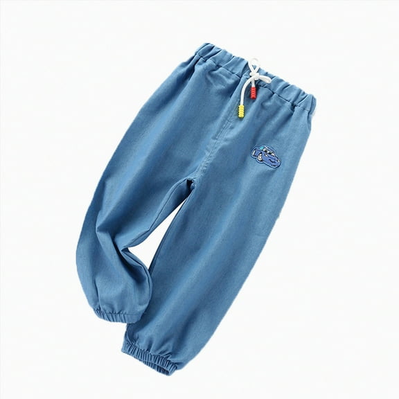 Hessimy Boys Jeans Size 10-12 Pants For Teen Girls Girls Jeans Denim Elastic Wasit Wide Leg Baggy Pants Kids Clothes Autumn Winter Spring Summer (Black,90)