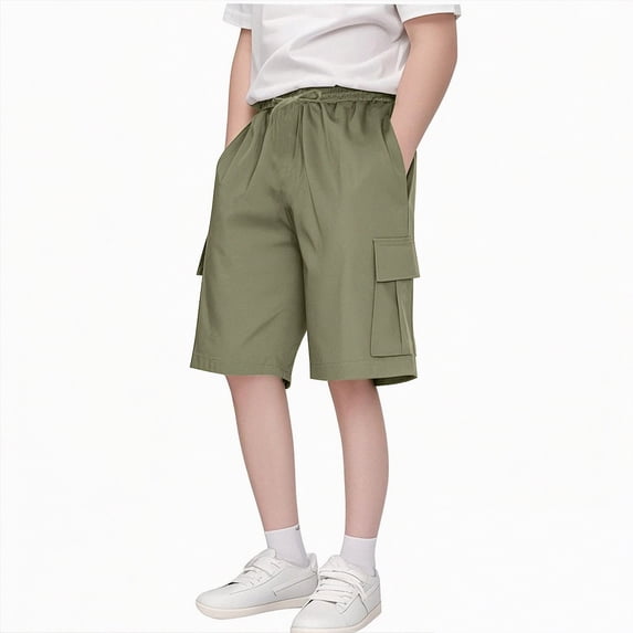 Hessimy Boys Jersey Shorts Cotton Shorts with Pockets, Pull-On Shorts,PullOn(AG,9-10 Years)