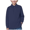 thumbnail image 1 of Hessimy Boys' Long Sleeve Button Down Shirt(Dark Blue,7-8 Years), 1 of 2