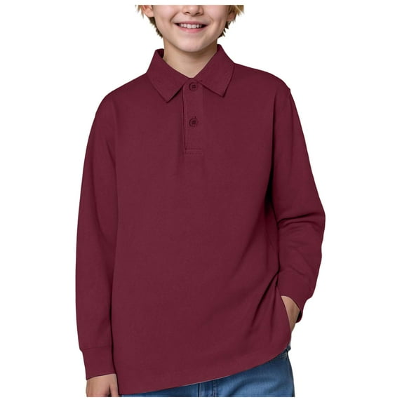 Hessimy Boys' Long Sleeve Button Down Shirt(Wine,3-4 Years)