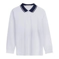 thumbnail image 1 of Hessimy Boys Long Sleeve Dress Shirts Casual Button Down Shirts Striped Tops for 6-14 Years(Dark Blue,10-11 Years), 1 of 1