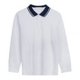 thumbnail image 1 of Hessimy Boys Long Sleeve Dress Shirts Casual Button Down Shirts Striped Tops for 6-14 Years(Dark Blue,3-4 Years), 1 of 1