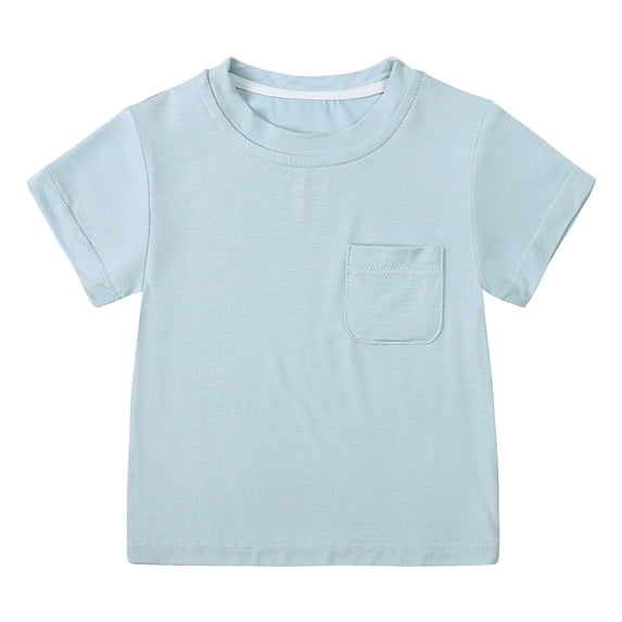 Hessimy Boys Oversized T Shirts Kids Casual Crewneck Drop Shoulder Summer Basic Tees Tops(Blue,12-24 Months)