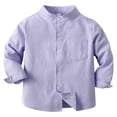 thumbnail image 1 of Hessimy Boys Pleated Long Sleeve Dress Shirts Kids Button Down Collared Uniform Shirt 2-16 Years(Light Purple,8-9 Years), 1 of 2