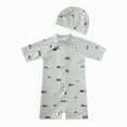thumbnail image 1 of Hessimy Boys Rash Guard Swim Set - Rash Guard Swim Shirt & Swim Trunks,Beach(Light Green,4-5 Years), 1 of 1