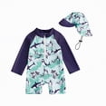 thumbnail image 1 of Hessimy Boys Rash Guard Swimsuit Set with Swim Trunks(Green,12-18 Months), 1 of 4