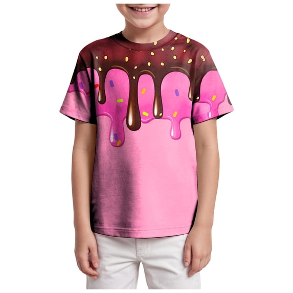 Hessimy Boys Short Sleeve Logo Crew Neck T-Shirt, Soft, Comfortable, Relaxed Fit,Logo Tee(Coffee,8-9 Years)