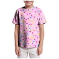 thumbnail image 1 of Hessimy Boys Short Sleeve Logo Crew Neck T-Shirt, Soft, Comfortable, Relaxed Fit,Logo Tee(Pink,3-4 Years), 1 of 5