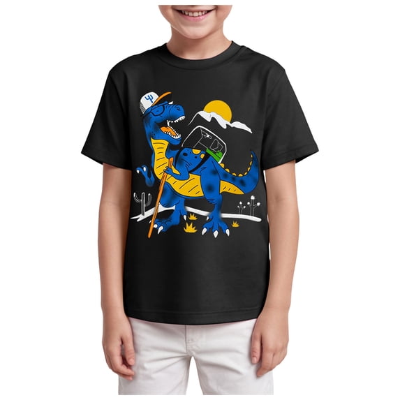 Hessimy Boys' Short Sleeve Solid Crew Neck T-shirt, Soft, Comfortable, Relaxed Fit(Black,5-6 Years)