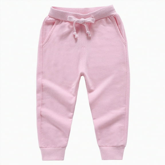 Hessimy Boys Size 10-12 Elastic Waist Loose Casual Denim Pants With Pocket School Baggy Tween Kids Clothing Pajama Pants (Pink,3-4 Years)