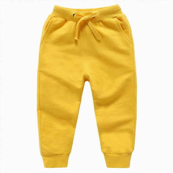 Hessimy Boys Size 10-12 Elastic Waist Loose Casual Denim Pants With Pocket School Baggy Tween Kids Clothing Pajama Pants (Yellow,9-10 Years)