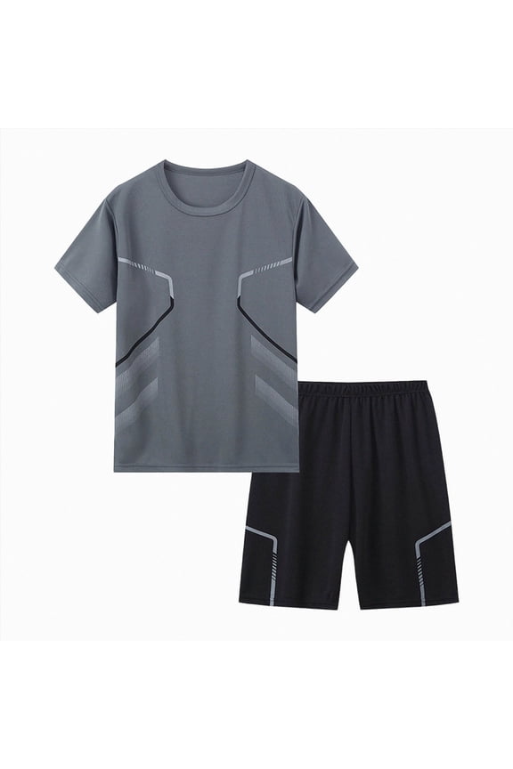 Boys Summer Outfits 2-Piece Athletic Set, Tee & Elastic Waist Shorts, Boys Summer Clothes for Active Kids,Jogging Football Tracksuit 13-14 Years