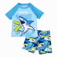 thumbnail image 1 of Hessimy Boys Swim Set - Boys Rash Guard Swim Set - UPF 50+ Rash Guard Swim Shirt Board Short Swim Trunks,Board Short(Blue,3-4 Years), 1 of 1
