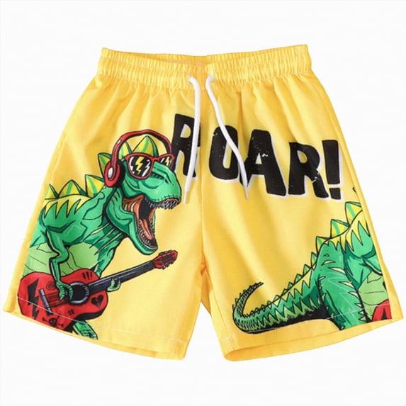Hessimy Boys Toddler Shorts Cotton Shorts Summer Casual Elastic Waist with Drawstring(Yellow,4-5 Years)