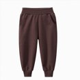 thumbnail image 1 of Hessimy Boys Uniform Pants Summer Casual Cotton Linen Pants Drawstring Baggy Trousers with Pockets School Clothes 6-12 Months 12-24 Months 2T 3T 4T 5T 6T 7T 8T 9T Children(Coffee,2-3 Years), 1 of 5