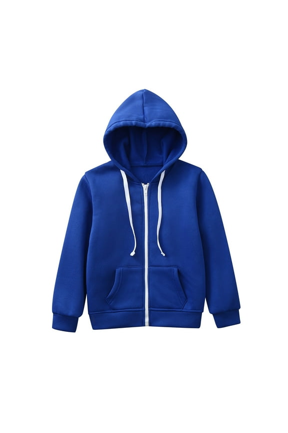 Boys Zip-Up Fleece Hoodies Sweater Jacket Zip Up Hoodie Half Zip Pullover Essentials Hoodie Winter Windbreaker Kid Unisex (Blue,9-10 Years)