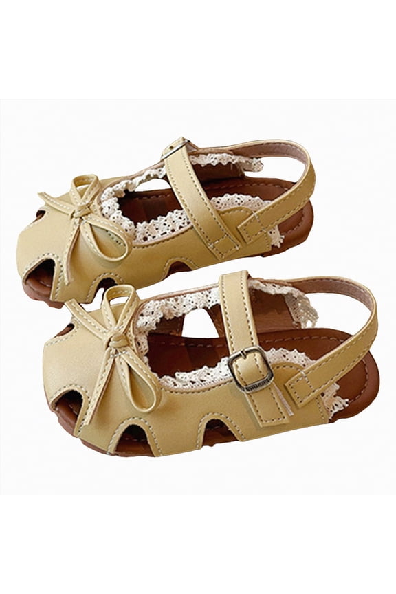 Boys and Girls Lightweight Dual-Adjustable Sandal Buckles With Hook and Loop Heel Closure,Comfy Non-Slip(Yellow,8.5)