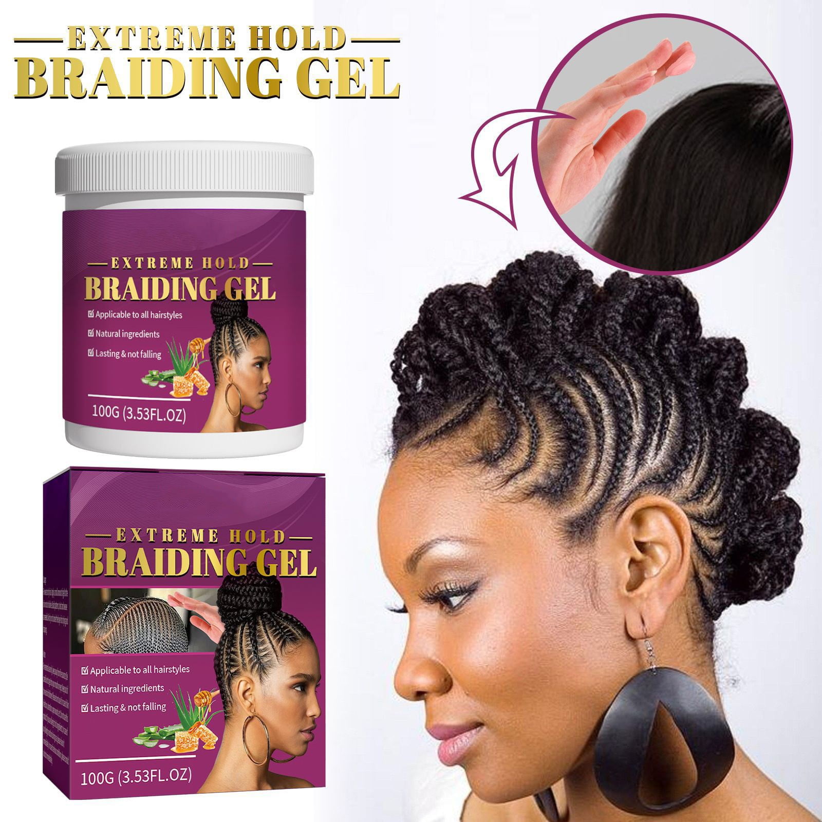 Hessimy Braid Gel EXTREME HOLD BRAIDING GEL,Hair Braid Gel Maintains A