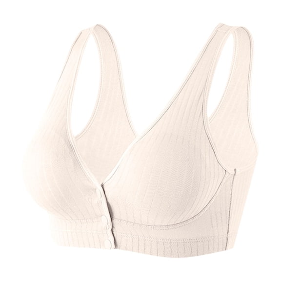 Hessimy Bras for Women, Charm Front Closure Bras for Women, Comfortable No Underwire Daisy Bra for Older Women Beige(Rose Gold,M)