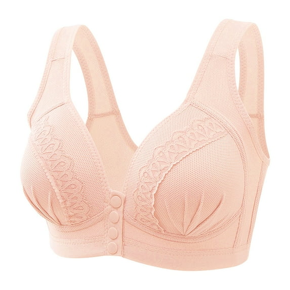 Hessimy Bras for Women, Comfortable Convenient Front Close Button Cotton Bras for Women No Wire(RD2,38)