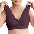 thumbnail image 1 of Hessimy Bras for Women Front Button Bra Convenient Snap Sleep Bra Comfortable Easy Close Sports Bra(Purple,L), 1 of 1