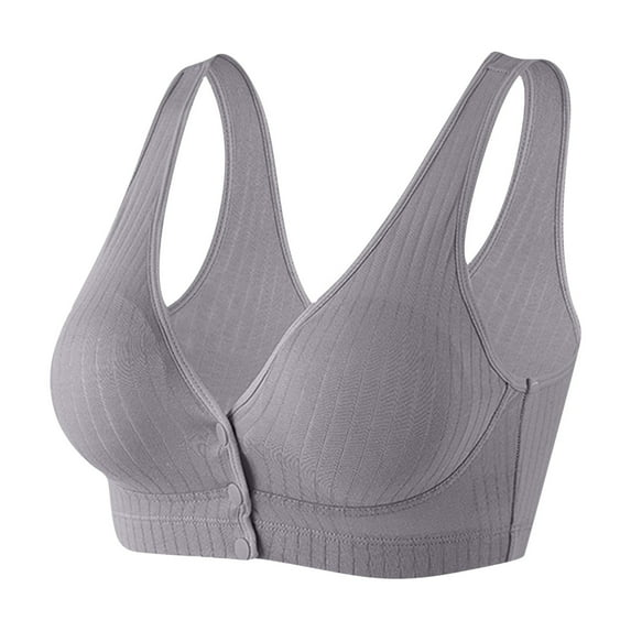 Hessimy Bras for Women Front Close Button Bra Casual Buckle Corset Bra Comfy Convenient Everyday Bras(Dark Gray,XXL)