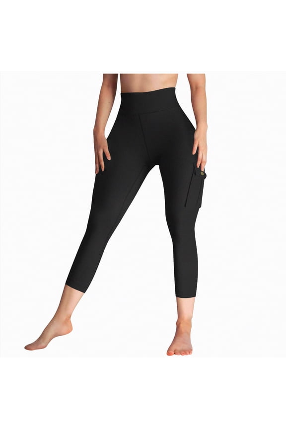 Capri Leggings for Women - High Waisted Capris Tummy Control Yoga Pants with Pockets Workout Cycling Tights(Black,XXL)