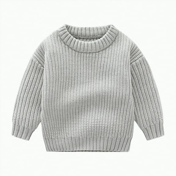 Hessimy Child Turtleneck Sweater Boys Girls Long Sleeve Winter Warm Pullover Solid Color Knit Tops For Kids Button Cardign Pullover Knit Outerwear Lightweight (Grey,3-4 Years)