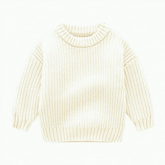 Hessimy Child Turtleneck Sweater Boys Girls Long Sleeve Winter Warm Pullover Solid Color Knit Tops For Kids Button Cardign Pullover Knit Outerwear Lightweight (White,12-18 Months)