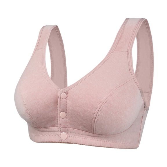 Hessimy Comfortable Daisy Bra for Seniors,Charm Front Snap Closure Cotton Bras Front Close Bras for Older Women no Wire(Rose Gold,42)