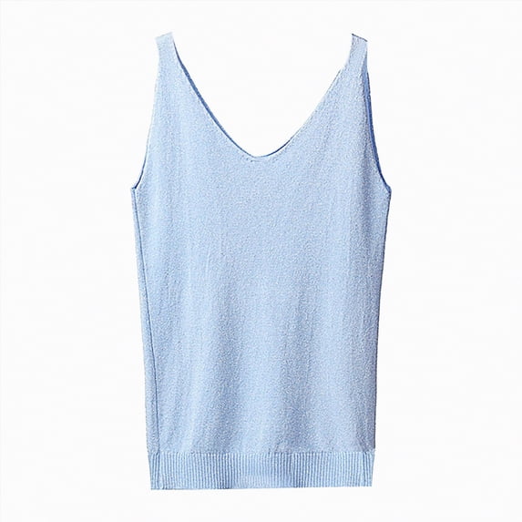 Hessimy Compression Tanks Tops for Women Seamless Shapewear Vest Tummy Control V Neck Camisole Cami Tops(Sky Blue,One Size)