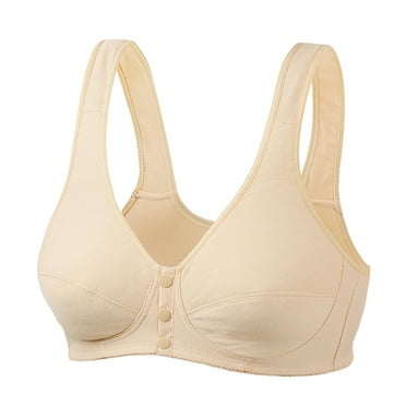 Hessimy Daisy Bra for Seniors, Front Snap Closure Bras no Wire Full Coverage Comfortable Bras(Beige,42)