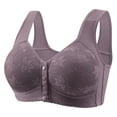 thumbnail image 1 of Hessimy Daisy Bras for Older Women,Bras For Older Women Front Close Button Cotton Bras Comfortable Full Support Wide Back No Underwire Bras(Purple,44), 1 of 4